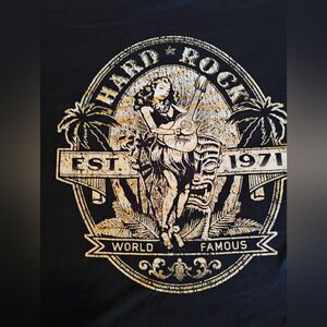 Hard Rock Cafe Blue and White Short Sleeve Tee